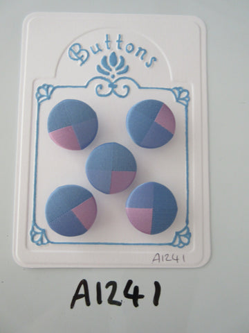 A1241 - Lot of 5 Handmade Blue & Pink Pi Chart Fabric Covered Buttons