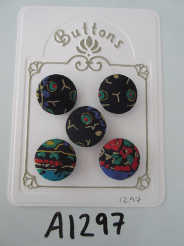 A1297 - Lot of 5 Multicolour Handmade Fabric Covered Buttons