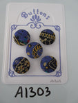 A1303 - Lot of 5 Multicolour Handmade Fabric Covered Buttons