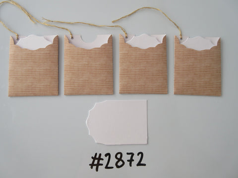 Set of 4 #2872 Light Brown Horizontal Stripes Unique Handmade Gift Tags