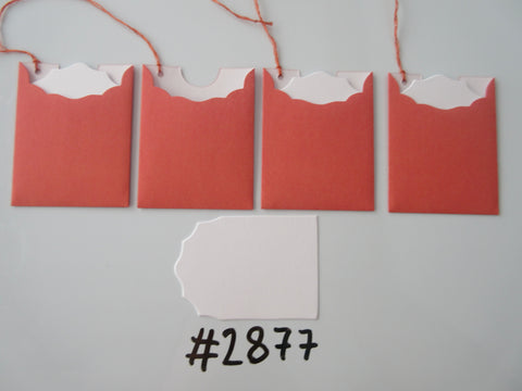 Set of 4 #2877 Plain Dark Salmon, Orange, Pink Colour Unique Handmade Gift Tags