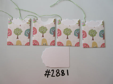 Set of 4 #2881 Multicoloured Trees Unique Handmade Gift Tags