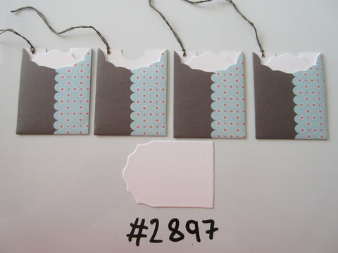 Set of 4 No. 2897 Black & Blue Patterns Unique Handmade Gift Tags