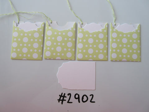 Set of 4 No. 2902 Yellow & White Dots Unique Handmade Gift Tags