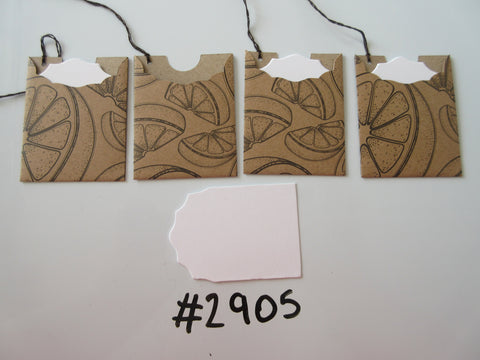 Set of 4 No. 2905 Brown with Citrus Wedge Outline Unique Handmade Gift Tags