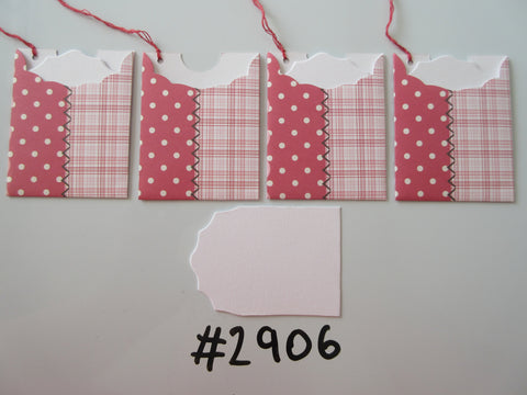 Set of 4 No. 2906 Pink Patterns Unique Handmade Gift Tags