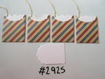 Set of 4 No. 2925 Cream, Red & Blue Diagonal Stripe Unique Handmade Gift Tags