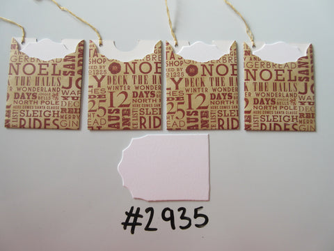 Set of 4 No. 2935 Cream with Christmas Script Unique Handmade Gift Tags