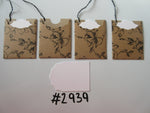 Set of 4 No. 2939 Brown with Black Flower Print Unique Handmade Gift Tags