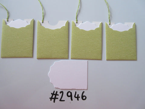 Set of 4 No. 2946 Lime Green Unique Handmade Gift Tags
