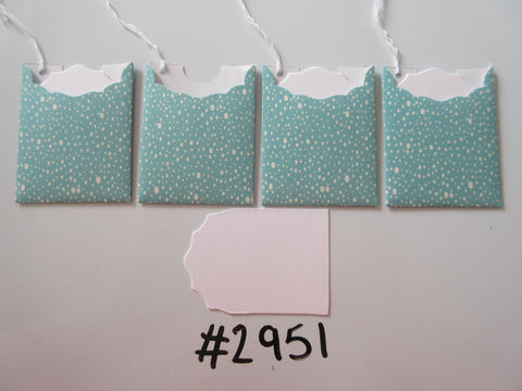 Set of 4 No. 2951 Teal Colour with White Snow Unique Handmade Gift Tags