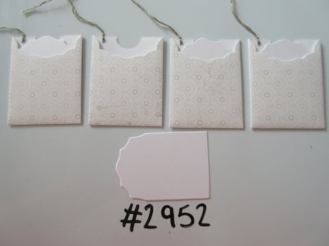 Set of 4 No. 2952 Cream with Beige Pattern Detail Unique Handmade Gift Tags