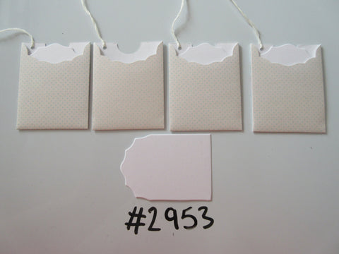 Set of 4 No. 2953 Cream with Teal Spot Detail Unique Handmade Gift Tags