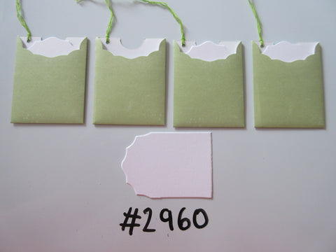 Set of 4 No. 2960 Pale Green Unique Handmade Gift Tags