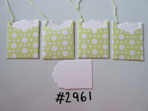Set of 4 No.2961 Pale Yellow with White Dots Unique Handmade Gift Tags