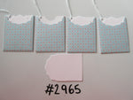 Set of 4 No. 2965 Blue with White & Pink Geometric Flower Design Unique Handmade Gift Tags