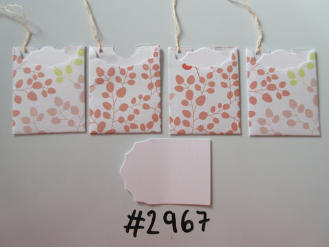 Set of 4 No. 2967 White with Multicolour Leaf Like Print Unique Handmade Gift Tags