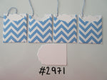 Set of 4 No. 2971 White & Blue Zig Zag Pattern Unique Handmade Gift Tags