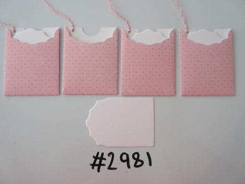 Set of 4 No. 2981 Baby Pink with Pink Dots Unique Handmade Gift Tags