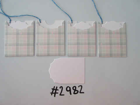 Set of 4 No. 2892 Multicoloured Check Unique Handmade Gift Tags