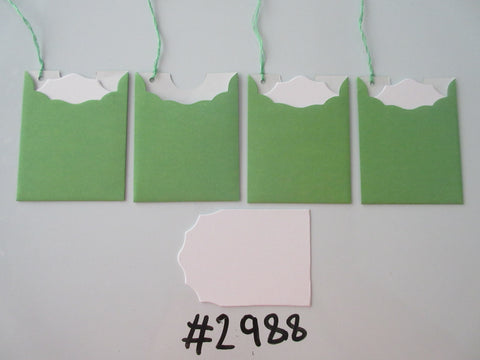 Set of 4 No. 2988 Plain Green Unique Handmade Gift Tags