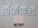 Set of 4 No. 2989 White with Teal & Blue Circles Unique Handmade Gift Tags