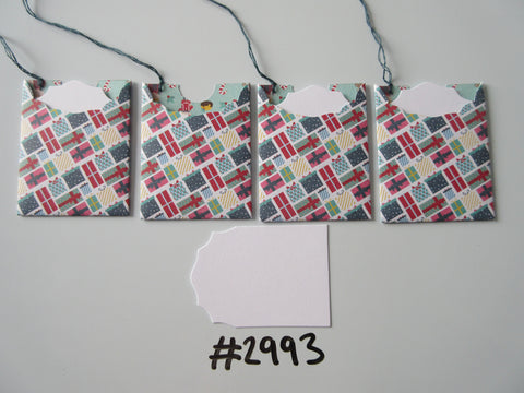 Set of 4 No.2993 White with Coloured Christmas Gift Boxes Unique Handmade Gift Tags