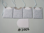 Set of 4 No. 3008 Blue with White Outline Baubles Unique Handmade Gift Tags