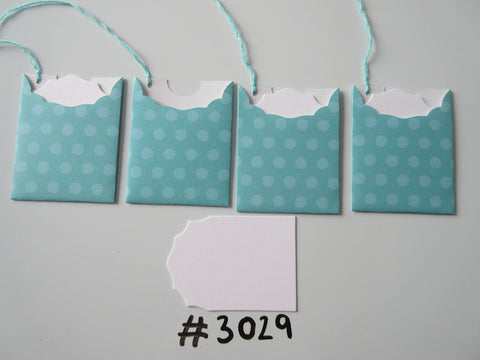 Set of 4 No. 3029 Teal with Blue Circles Unique Handmade Gift Tags