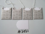 Set of 4 No. 3031 Dark Beige with Pine Cones & Mistletoe Unique Handmade Gift Tags