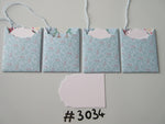 Set of 4 No. 3034 Blue with Green Ferns & Red Berries Unique Handmade Gift Tags