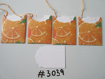 Set of 4 No. 3039 Orange Slices & Wedges Unique Handmade Gift Tags
