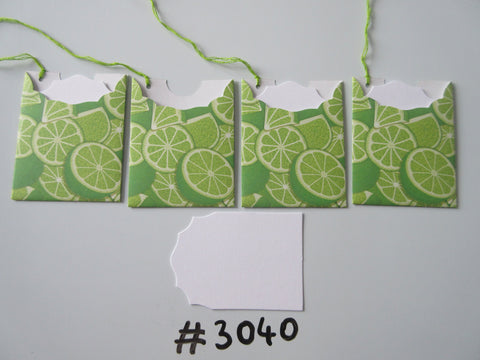 Set of 4 No. 3040 Lime Slices & Wedges Unique Handmade Gift Tags