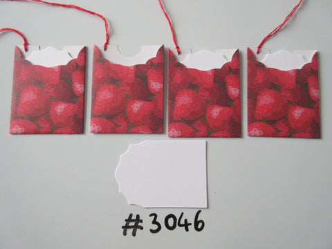 Set of 4 No. 3046 Strawberries Unique Handmade Gift Tags