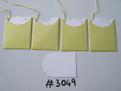 Set of 4 No. 3049 Yellow with White Lines Unique Handmade Gift Tags
