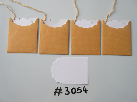 Set of 4 No. 3054 Orange with Spot & Fruit Outlines Unique Handmade Gift Tags