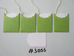 Set of 4 No. 3055 Green Stripe Unique Handmade Gift Tags