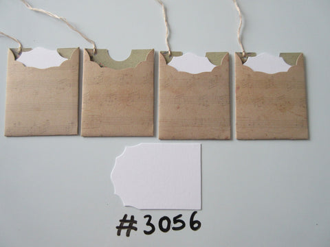 Set of 4 No. 3056 Brown Music Sheet Unique Handmade Gift Tags