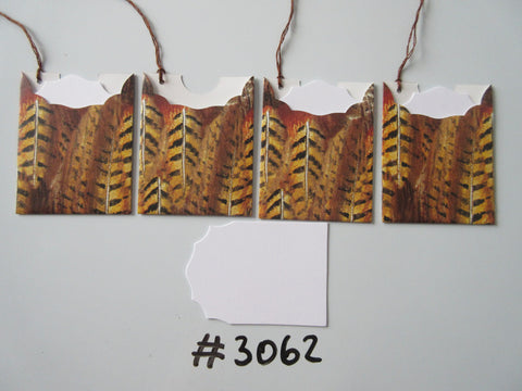 Set of 4 No. 3062 Brown Feather Unique Handmade Gift Tags