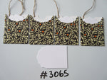 Set of 4 No. 3065 Black with Cream Leaves Unique Handmade Gift Tags