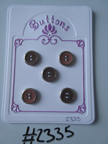 #2335 Lot of 5 Peach & Purple with Metal Edge Buttons