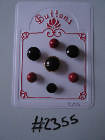 #2355 Lot of 7 Red & Black Buttons