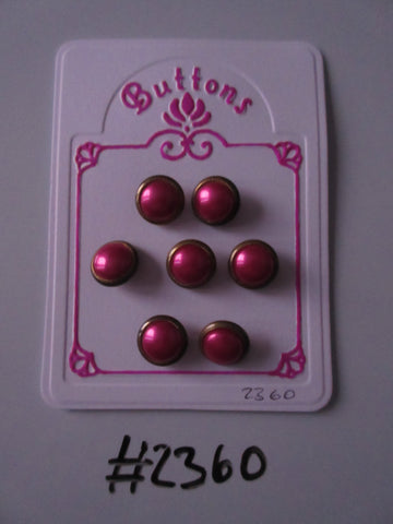 #2360 Lot of 7 Pink with Gold Colour Surround Buttons
