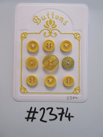 #2374 Lot of 9 Mixed Sunshine Yellow Buttons