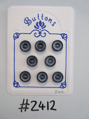 #2412 Lot of 8 Dark Slate Blue / Navy Blue Buttons