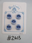 #2413 Lot of 5 Blue Oval / Eclipse Concave Centre Buttons