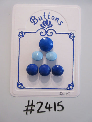 #2415 Lot of 6 Mixed Blue Diamond Shaped Top Shank Buttons