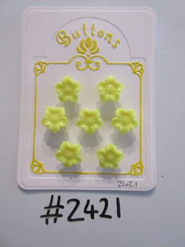 #2421 Lot of 7 Lemon Coloured Flower Shaped Buttons