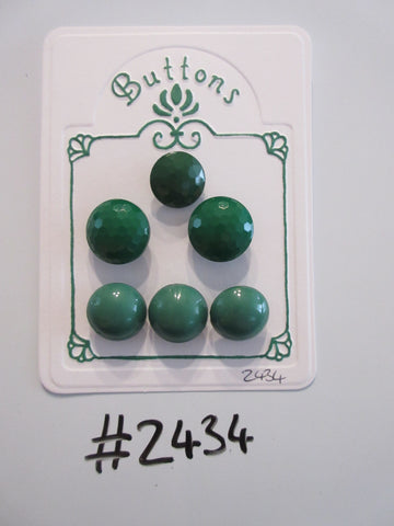 #2434 Lot of 6 Green Rounded Shank Buttons