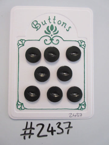 #2437 Lot of 8 Dark Green Fish-eye Buttons